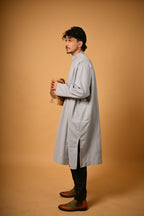Whitish Grey Dotted winter Pheran for men 
