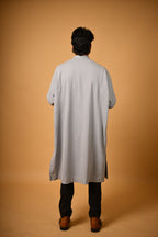 Whitish Grey Dotted winter Pheran for men 
