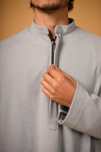 Whitish Grey Dotted winter Pheran for men 
