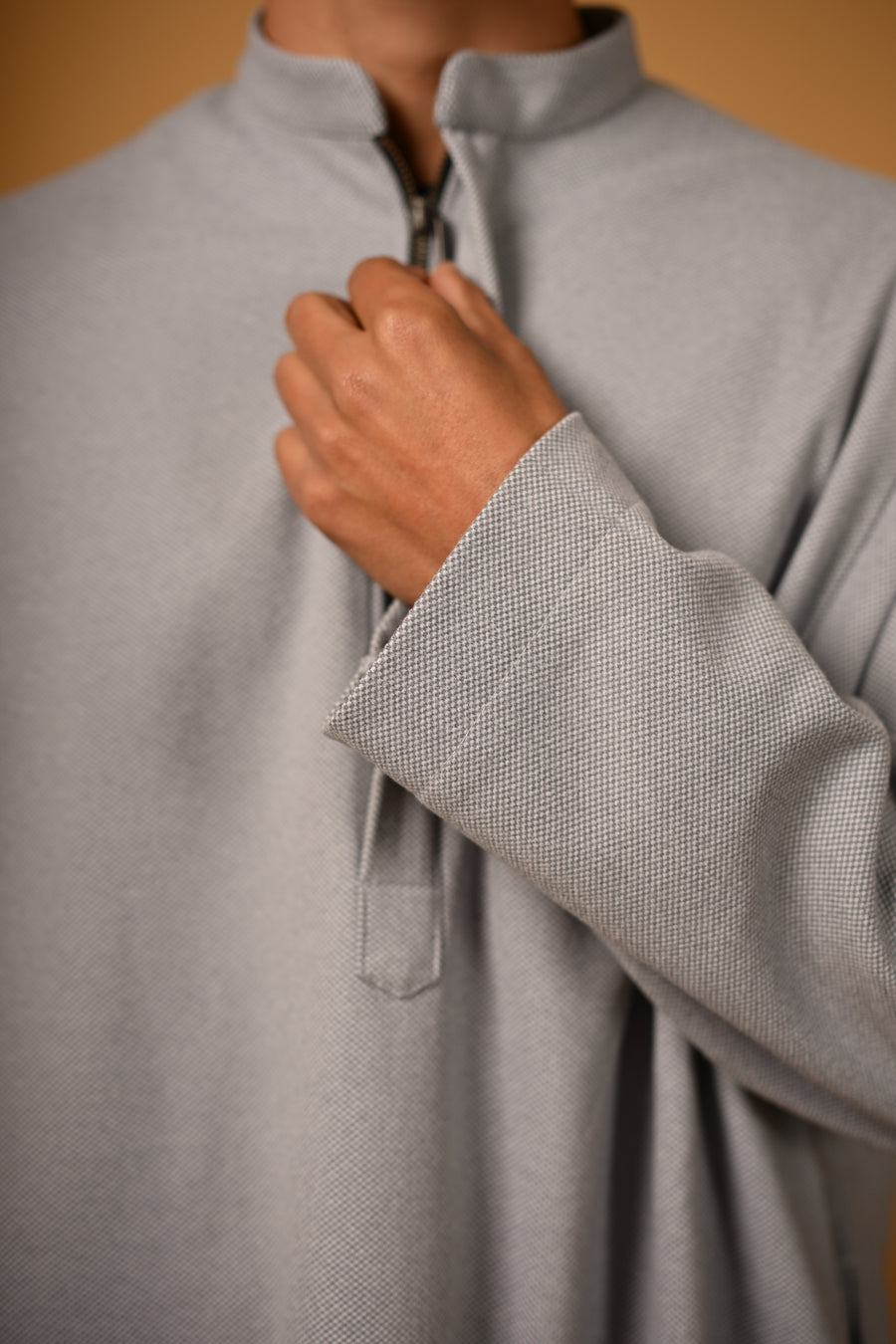 Whitish Grey Dotted winter Pheran for men 
