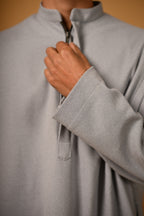 Whitish Grey Dotted winter Pheran for men 
