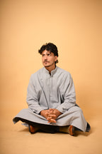 Whitish Grey Dotted winter Pheran for men 

