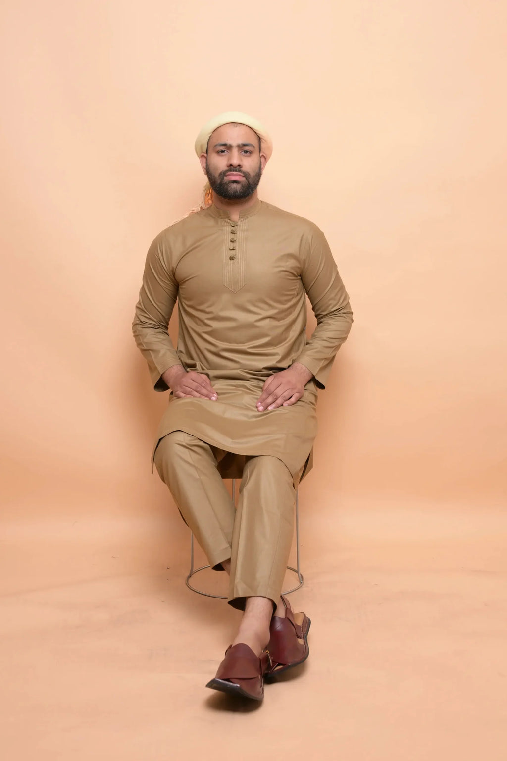 baraqah wooden color kurta pajama for men
