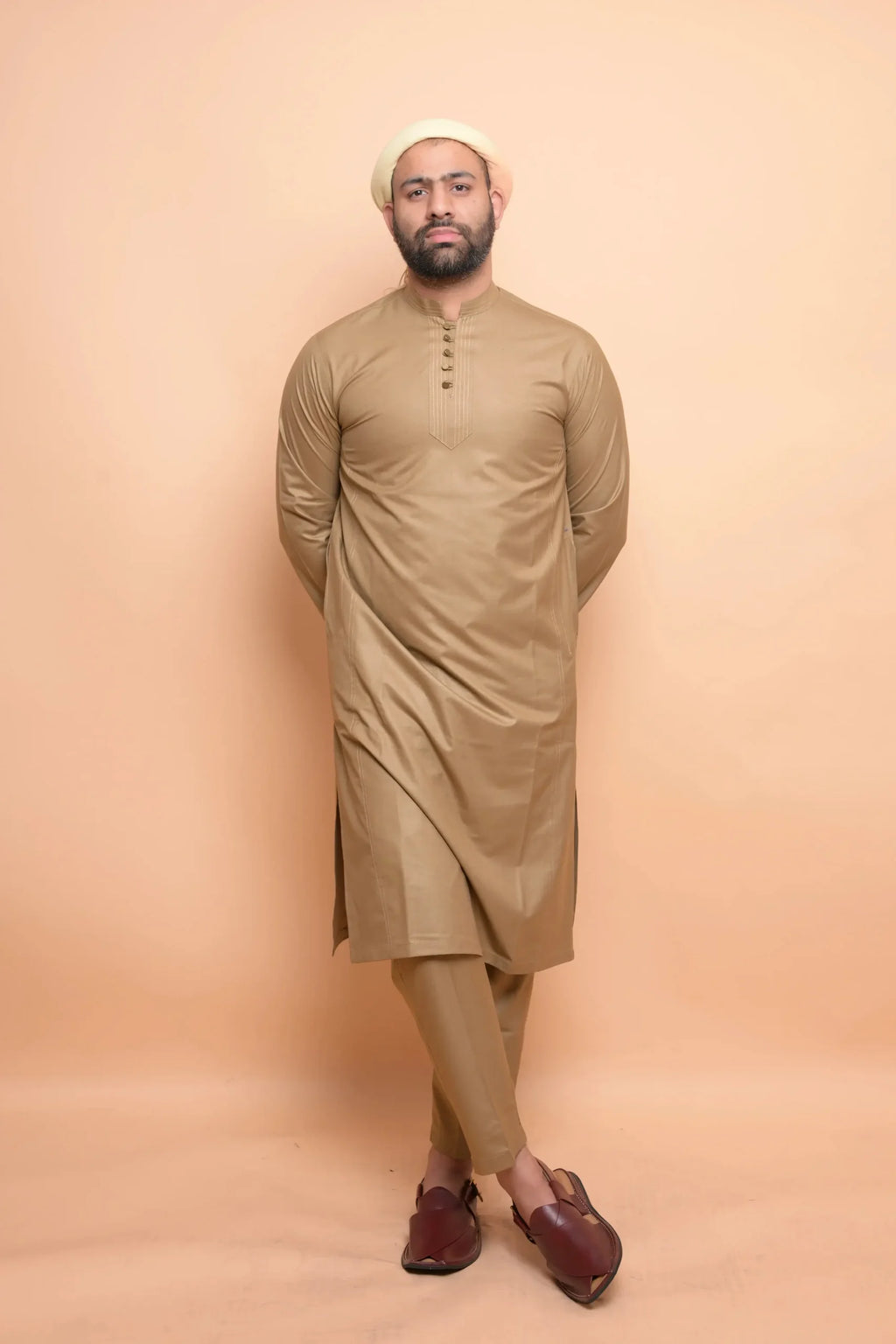 baraqah wooden color kurta pajama for men