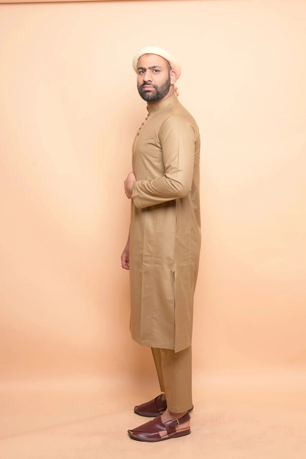 baraqah wooden color kurta pajama for men