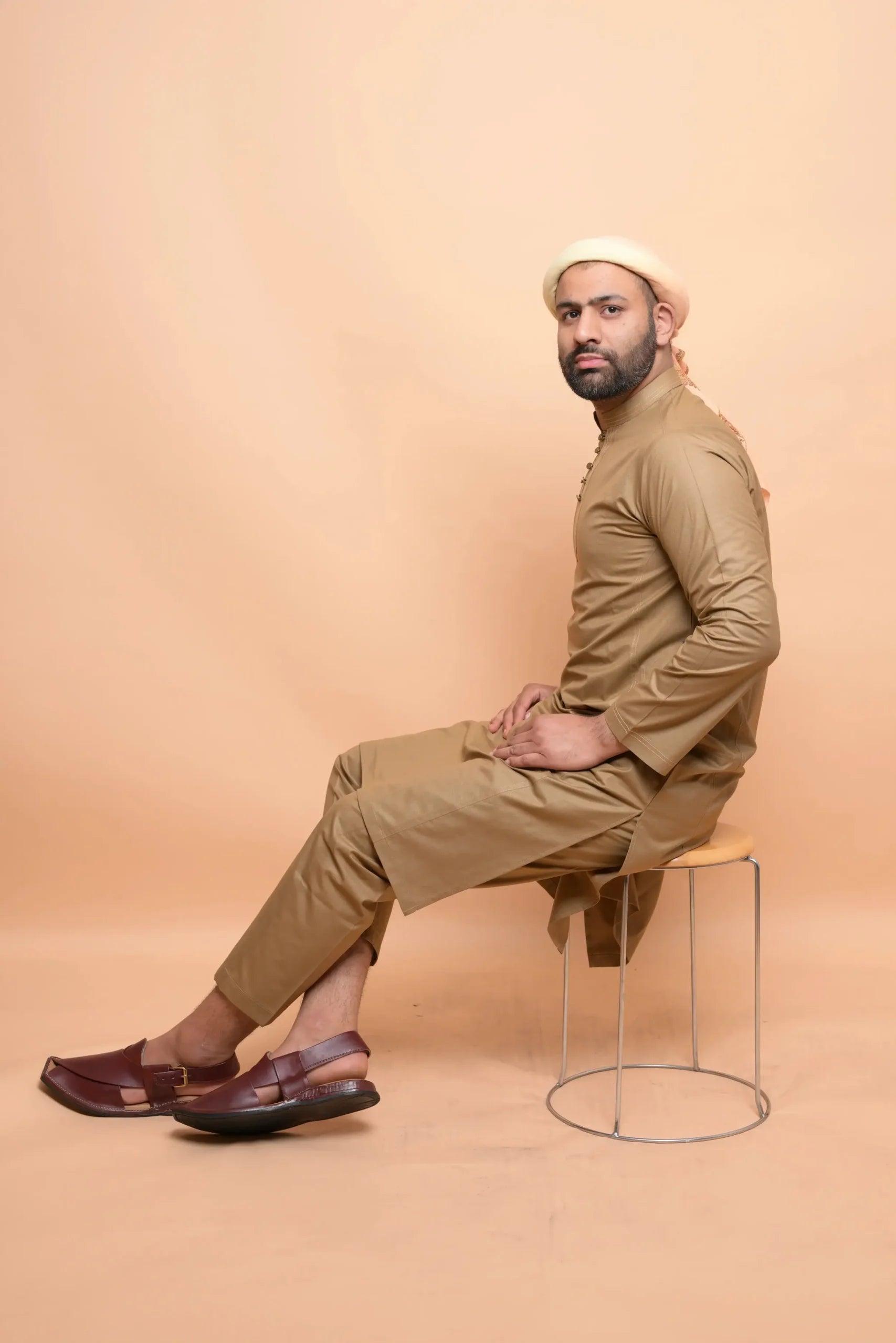 baraqah wooden color kurta pajama for men