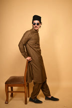 wooden color pathan kameez shalwaar for men 