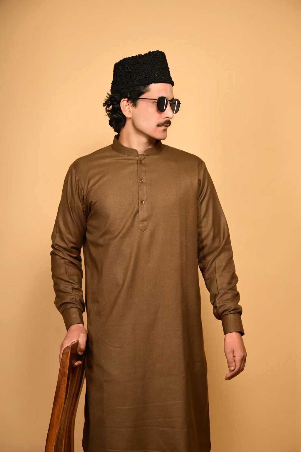 wooden color pathan kameez shalwaar for men 