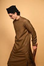 wooden color pathan kameez shalwaar for men 