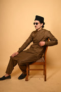 wooden color pathan kameez shalwar for men 