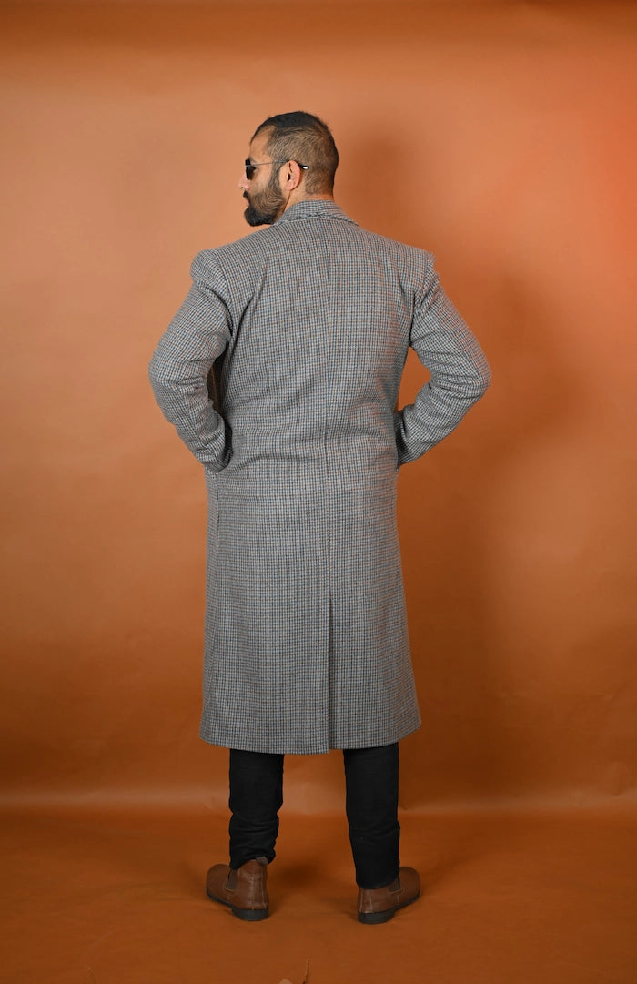 baraqah grey color overcoat for men