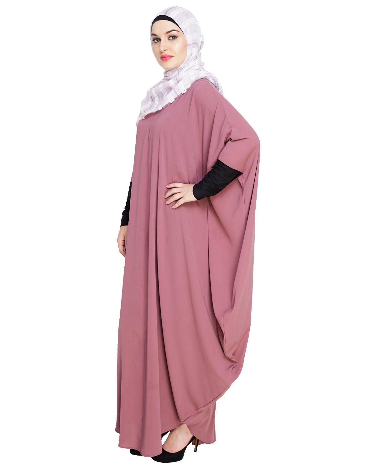 baraqah female pink color modest fashion abaya 