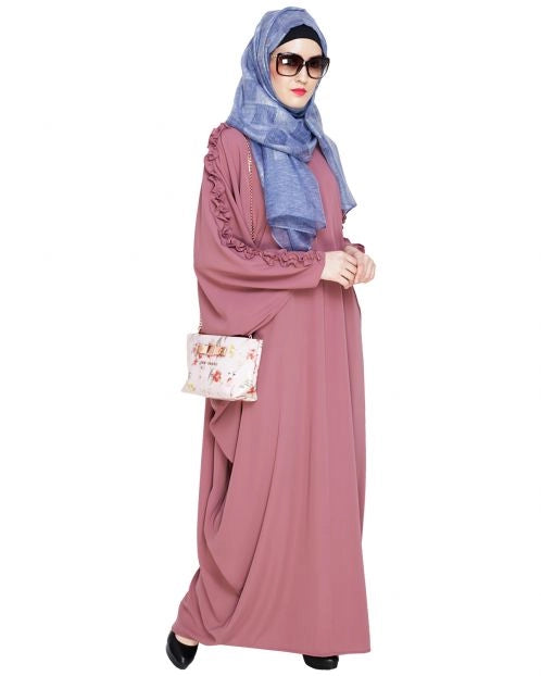 baraqah female pink color modest fashion abaya dress for women 