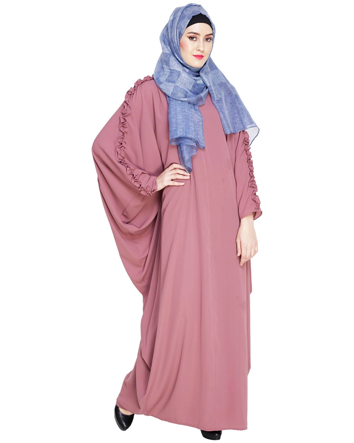 baraqah female pink color modest fashion abaya dress for women 