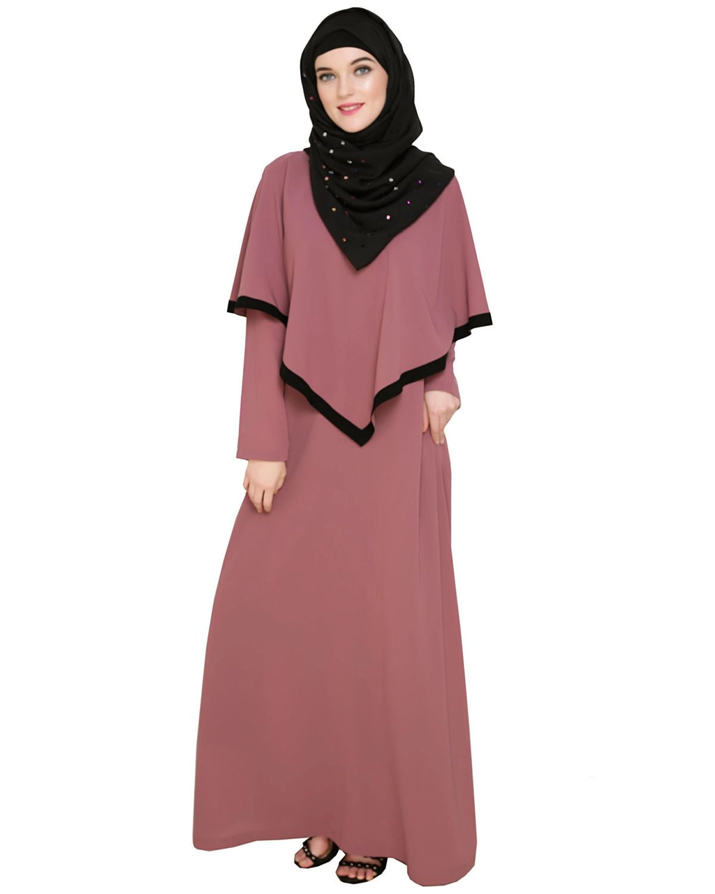baraqah female pink color modest fashion abaya dress for women 