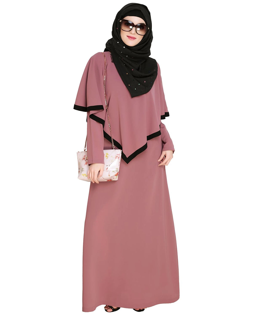 baraqah female pink color modest fashion abaya dress for women 