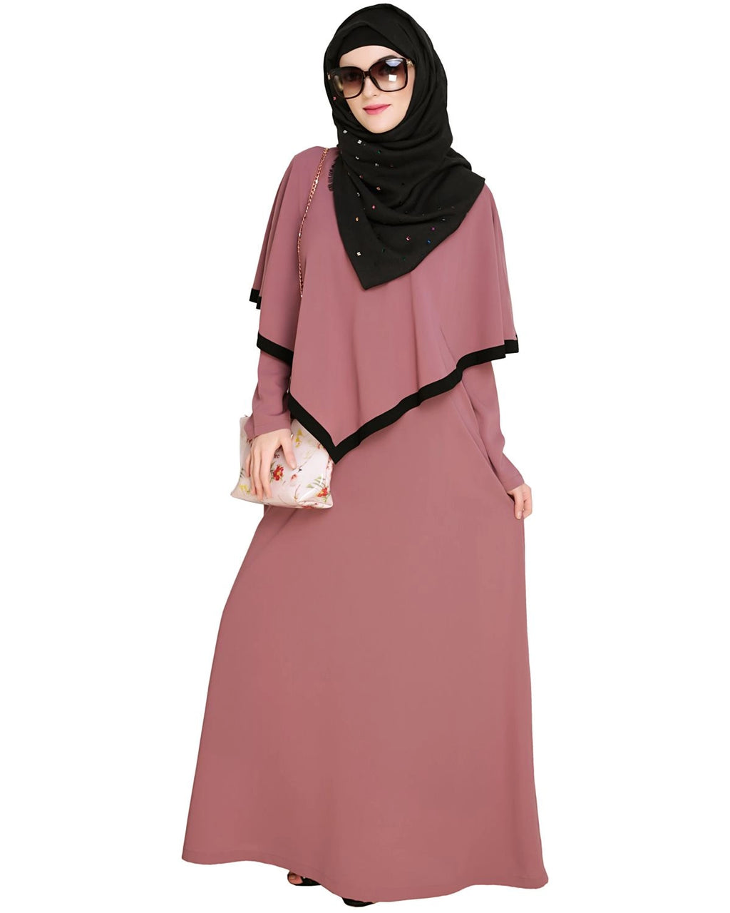 baraqah female pink color modest fashion abaya dress for women 