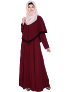 baraqah female maroon color modest fashion abaya dress for women 