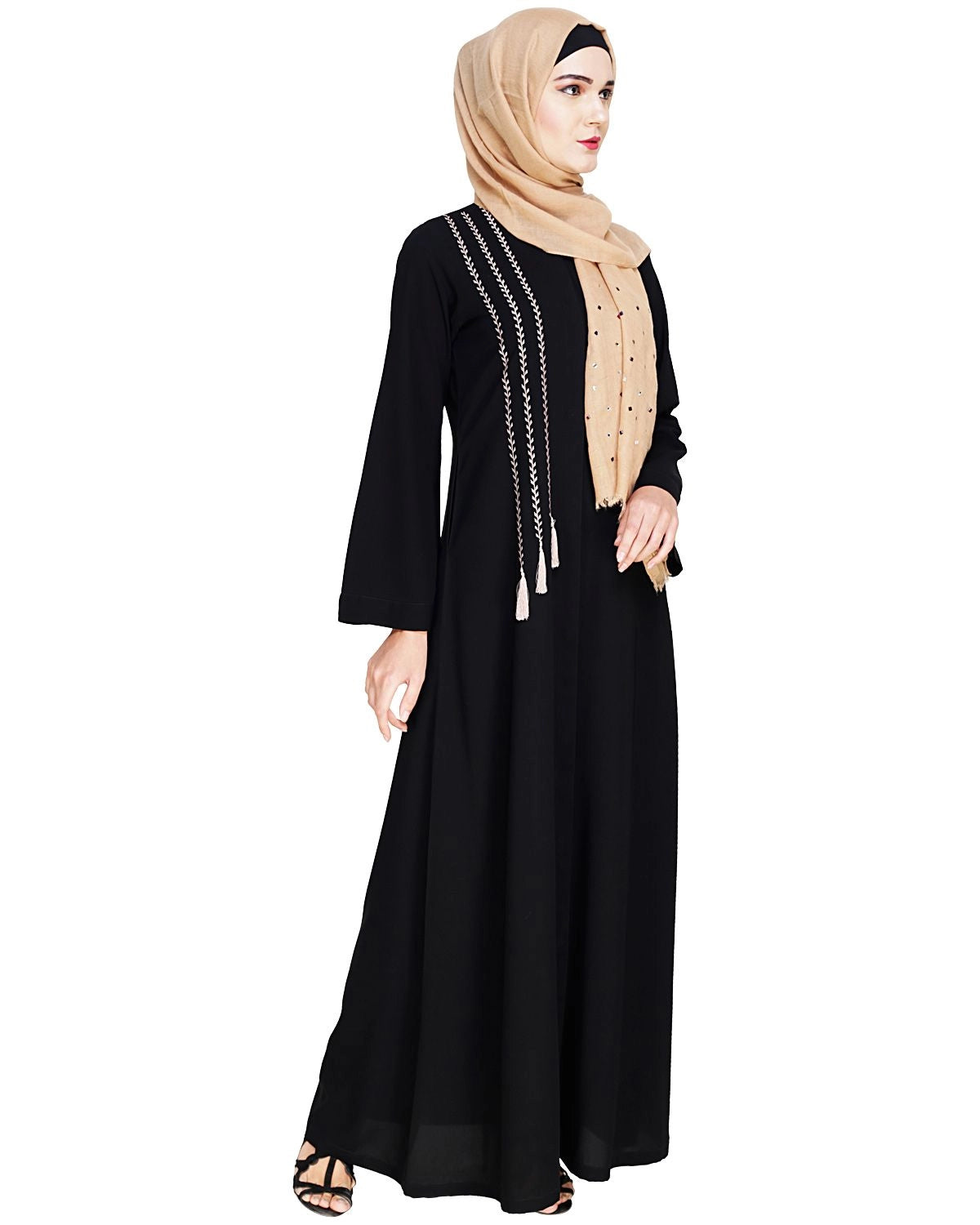 baraqah female black color modest fashion abaya dress for women 