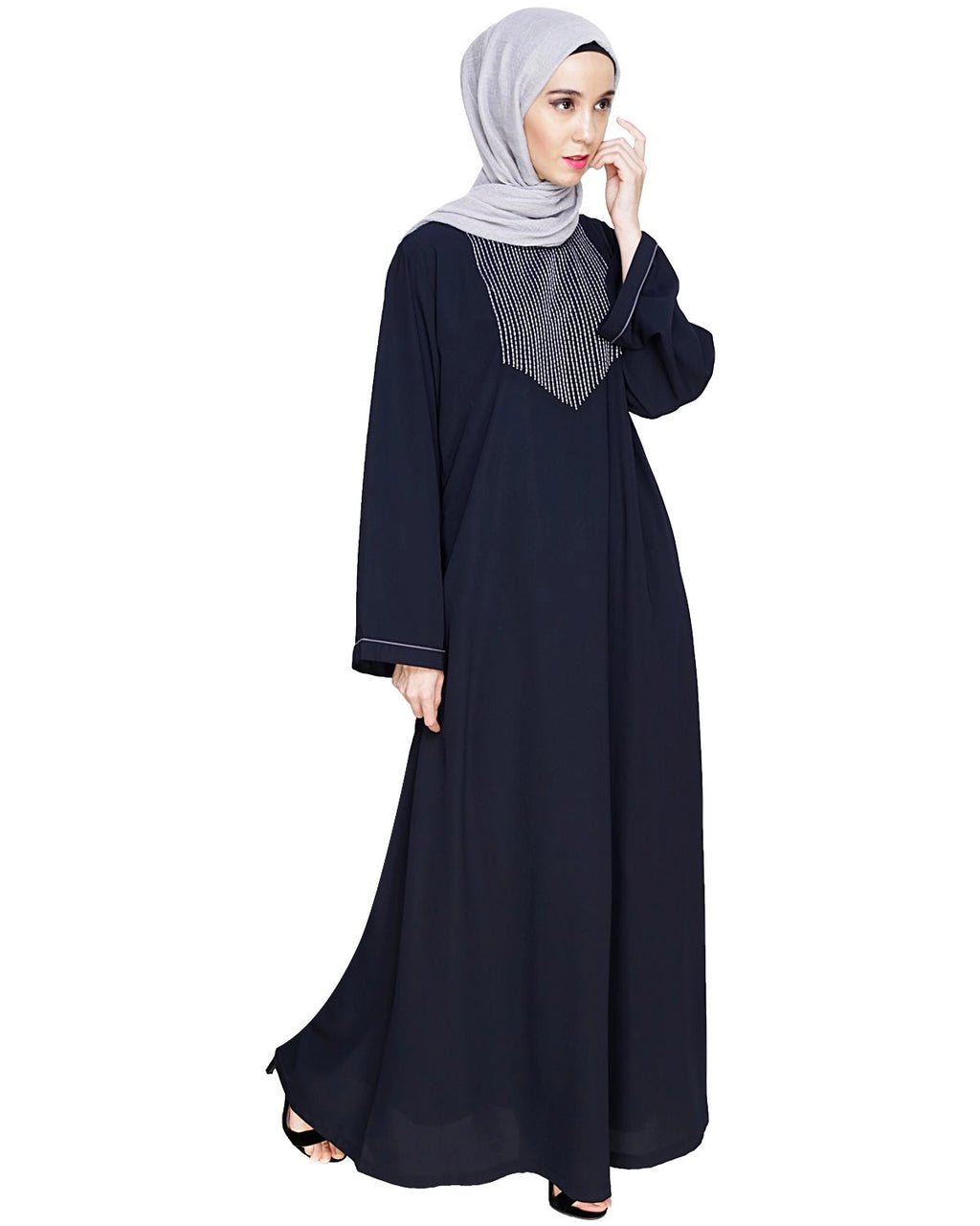 baraqah female blue color modest fashion abaya dress for women 