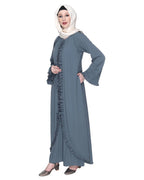 baraqah female grey color modest fashion abaya for women