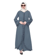 baraqah female grey color modest fashion abaya for women