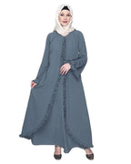 baraqah female grey color modest fashion abaya for women