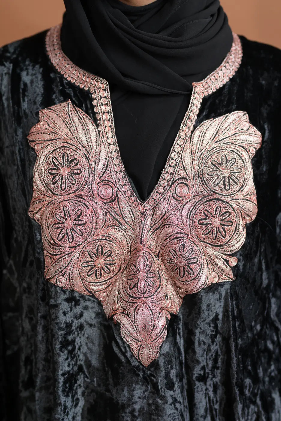 baraqah female black velvet kashmiri traditional pheran for women
