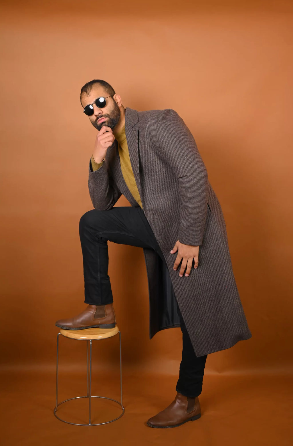 baraqah fossil grey winter overcoat for men 