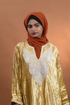baraqah female golden velvet kashmiri traditional pheran for women
