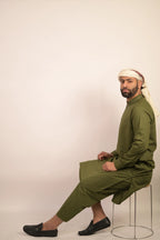 green color summer kurta pajama for men 