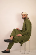 green color summer kurta pajama for men 