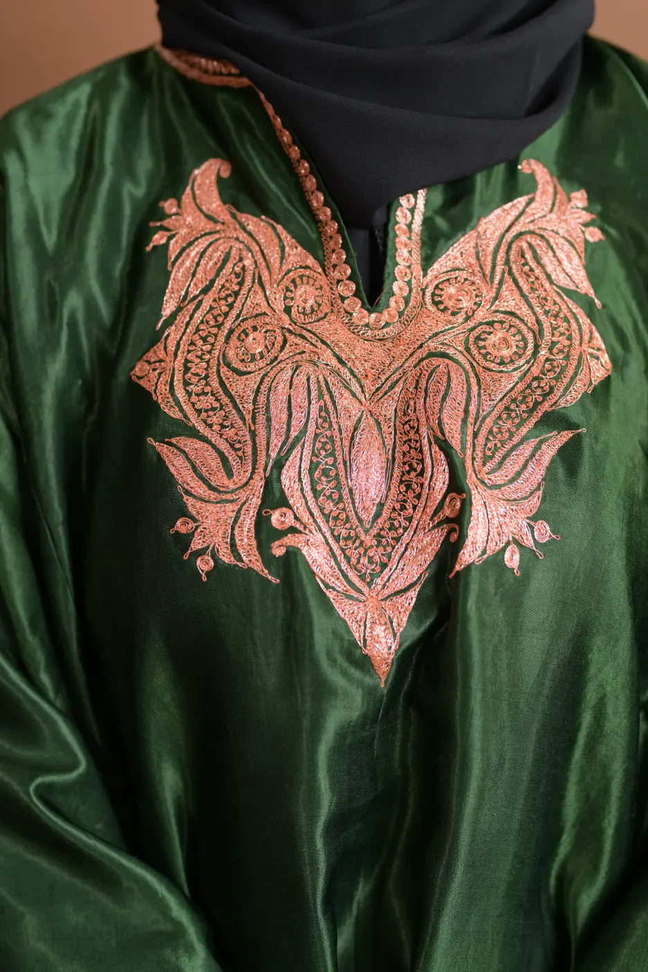 baraqah female silk green kashmiri traditional pheran for women