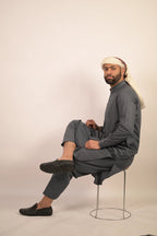 grey color summer kurta pajama for men 