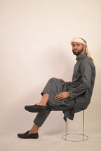 grey color summer kurta pajama for men 