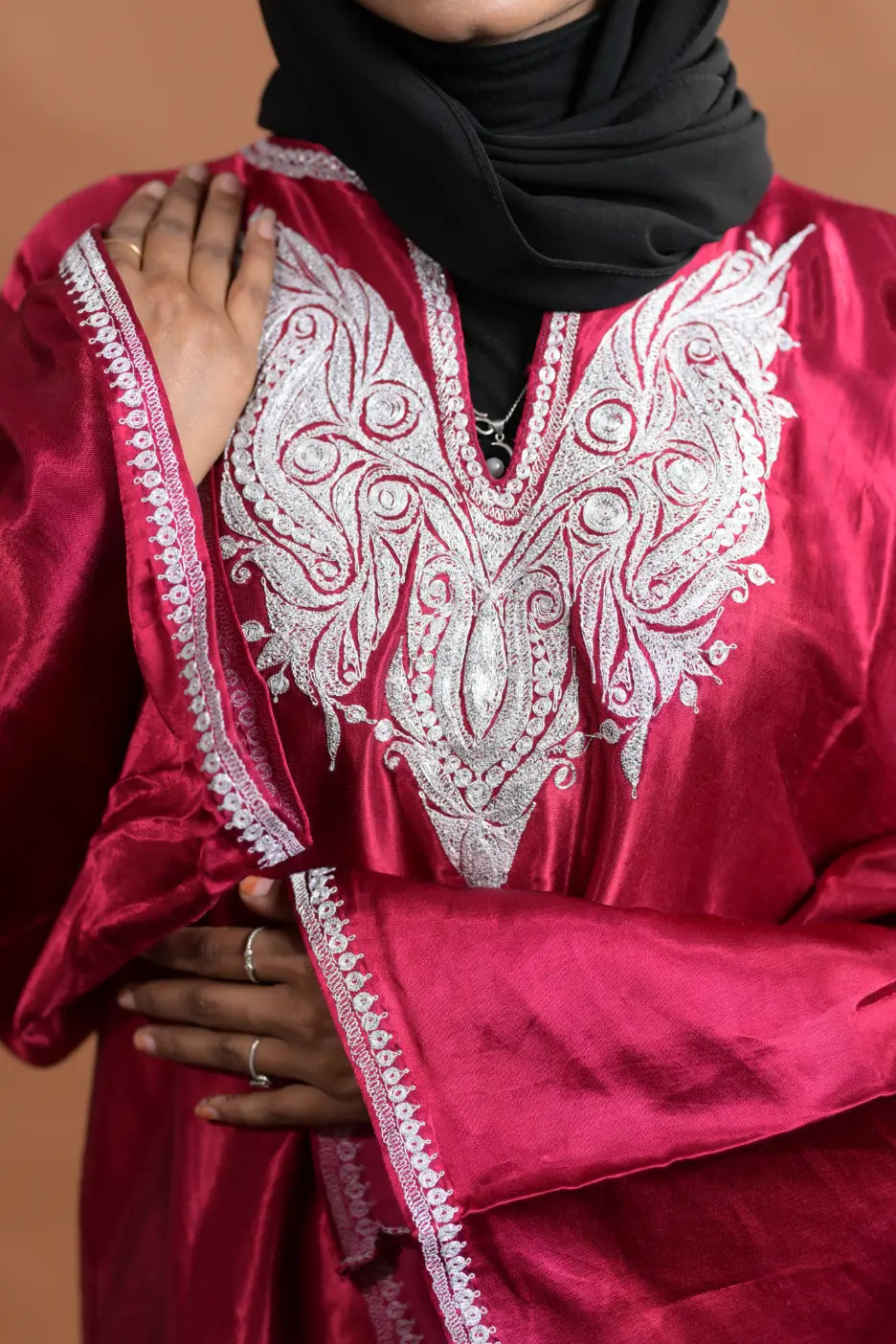 baraqah female pink silk kashmiri traditional pheran for women