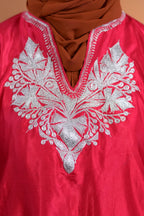 baraqah female pink silk kashmiri traditional pheran for women