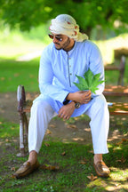 baraqah men light blue summer kurta pajama 