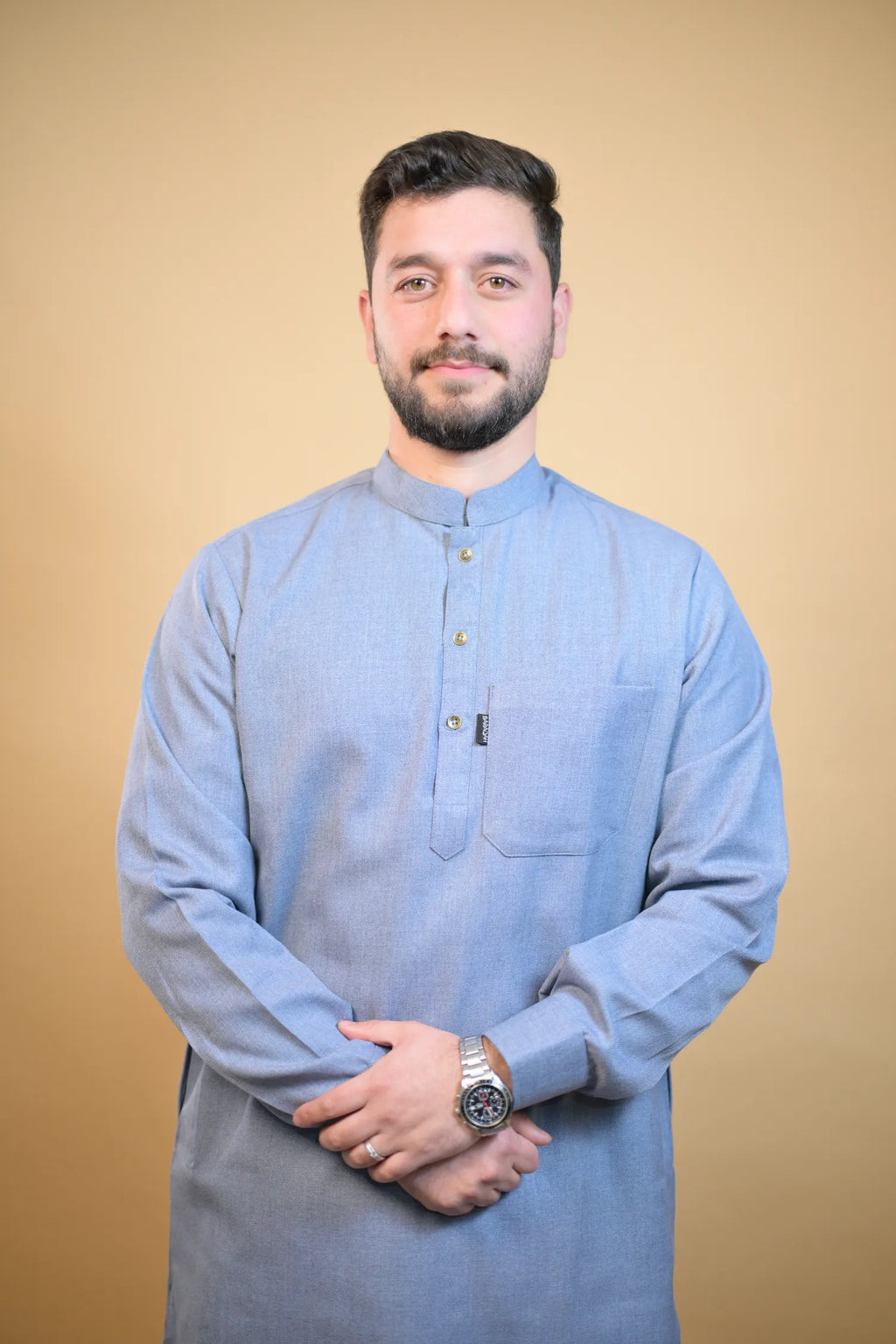 baraqah sky blue winter kurta pajama for men 