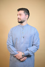baraqah sky blue winter kurta pajama for men 