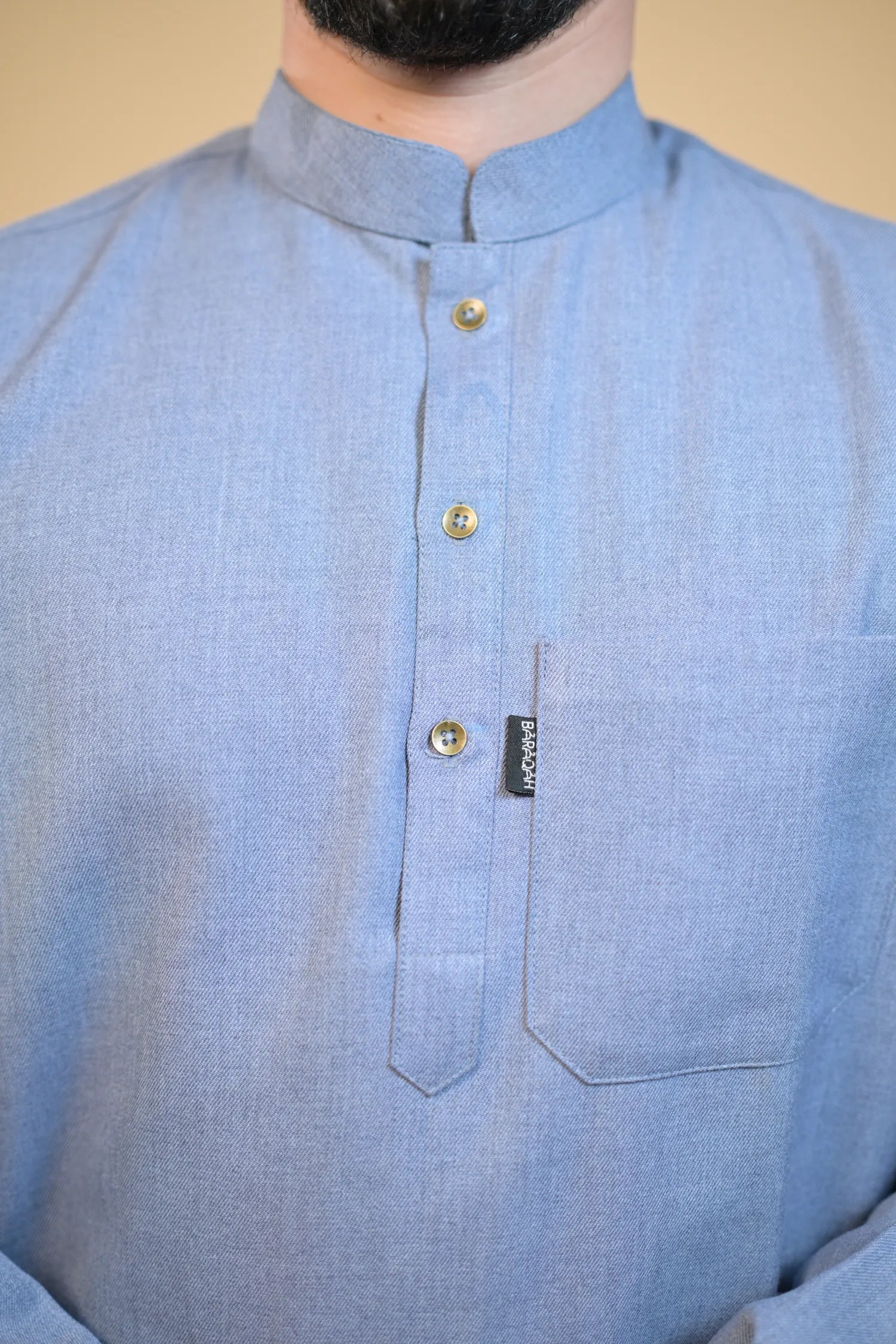 baraqah sky blue winter kurta pajama for men 