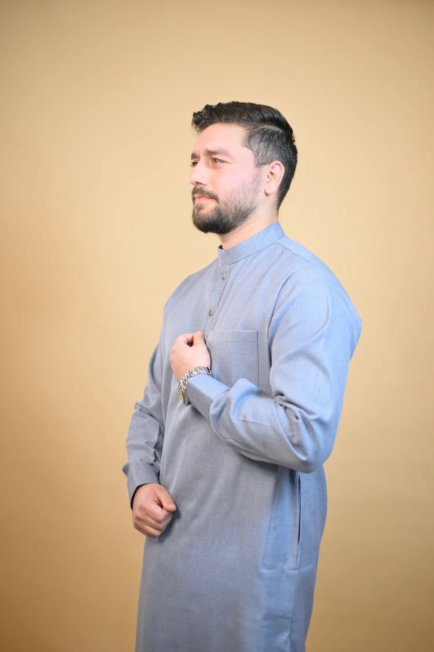 baraqah sky blue winter kurta pajama for men 