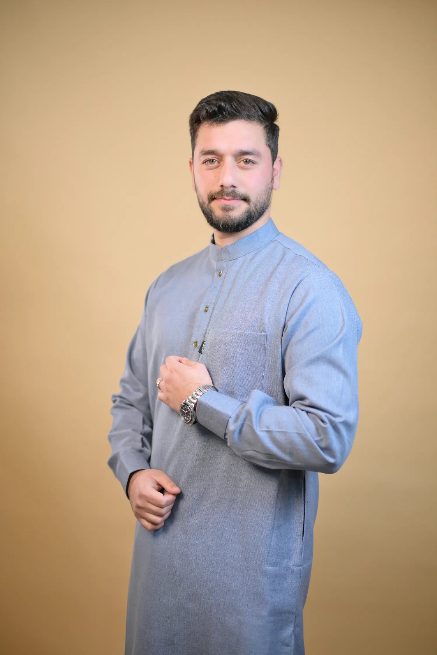 baraqah sky blue winter kurta pajama for men 
