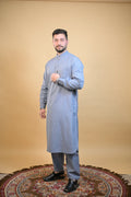 baraqah sky blue winter kurta pajama for men 