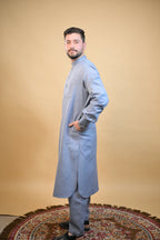 baraqah sky blue winter kurta pajama for men 