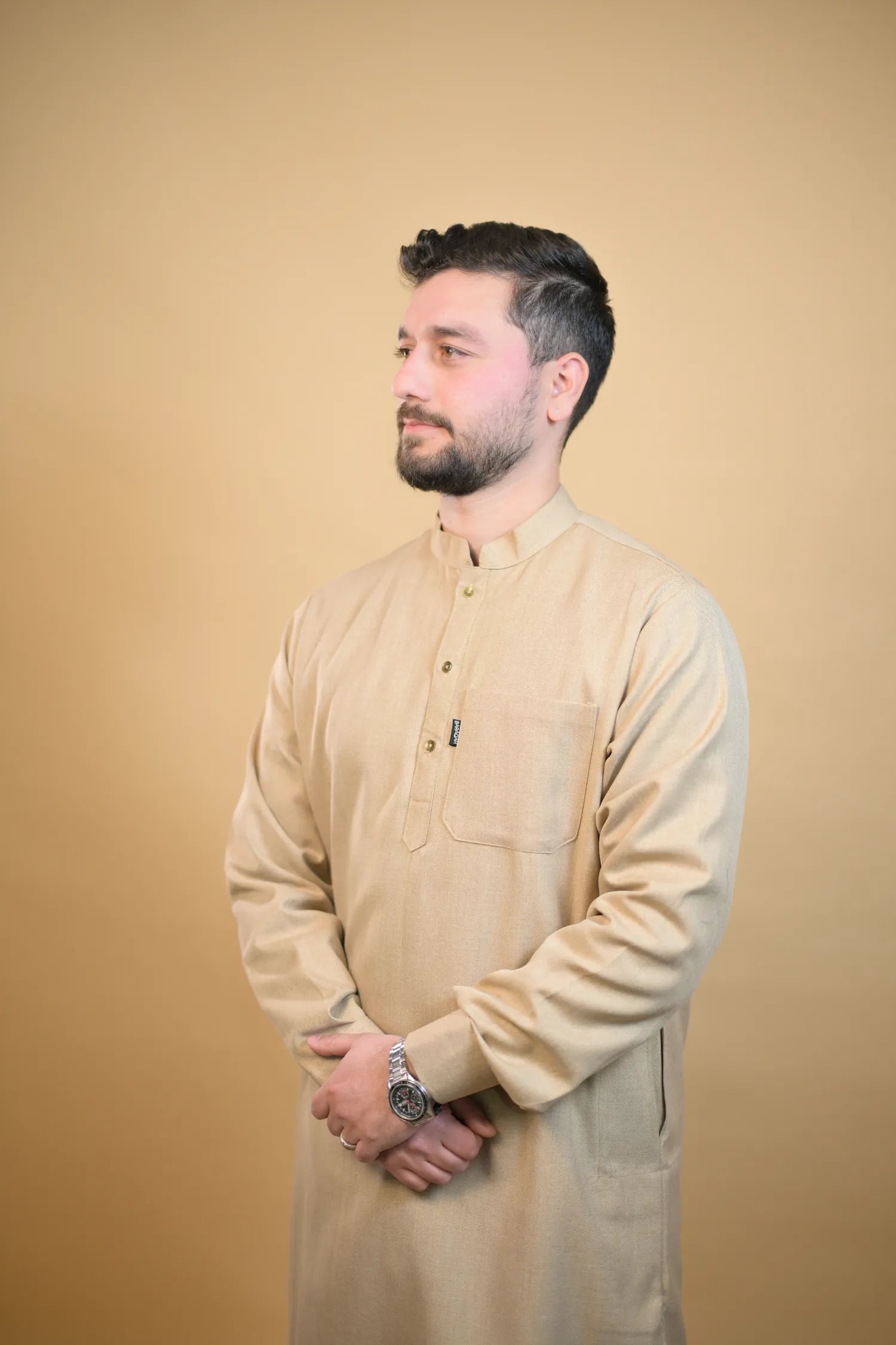 baraqah beige winter kurta pajama for men 
