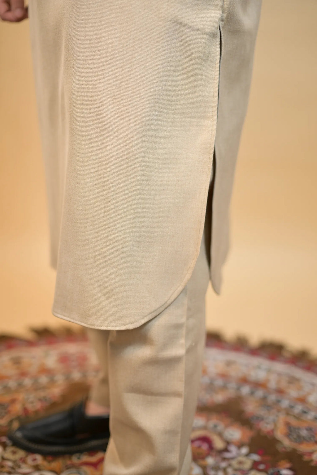 baraqah beige winter kurta pajama for men 