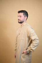 baraqah beige winter kurta pajama for men 