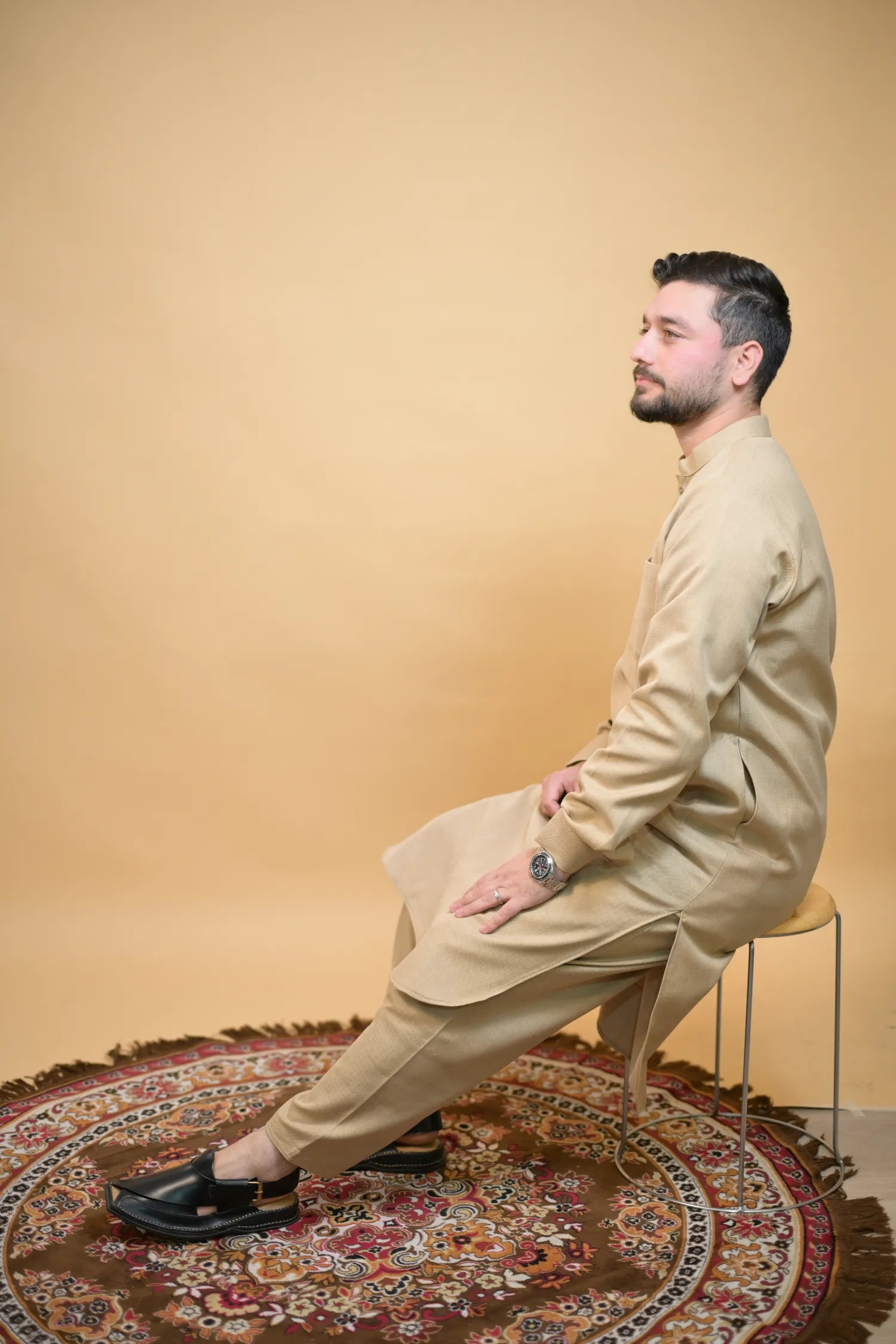 baraqah beige winter kameez shalwaar for men 