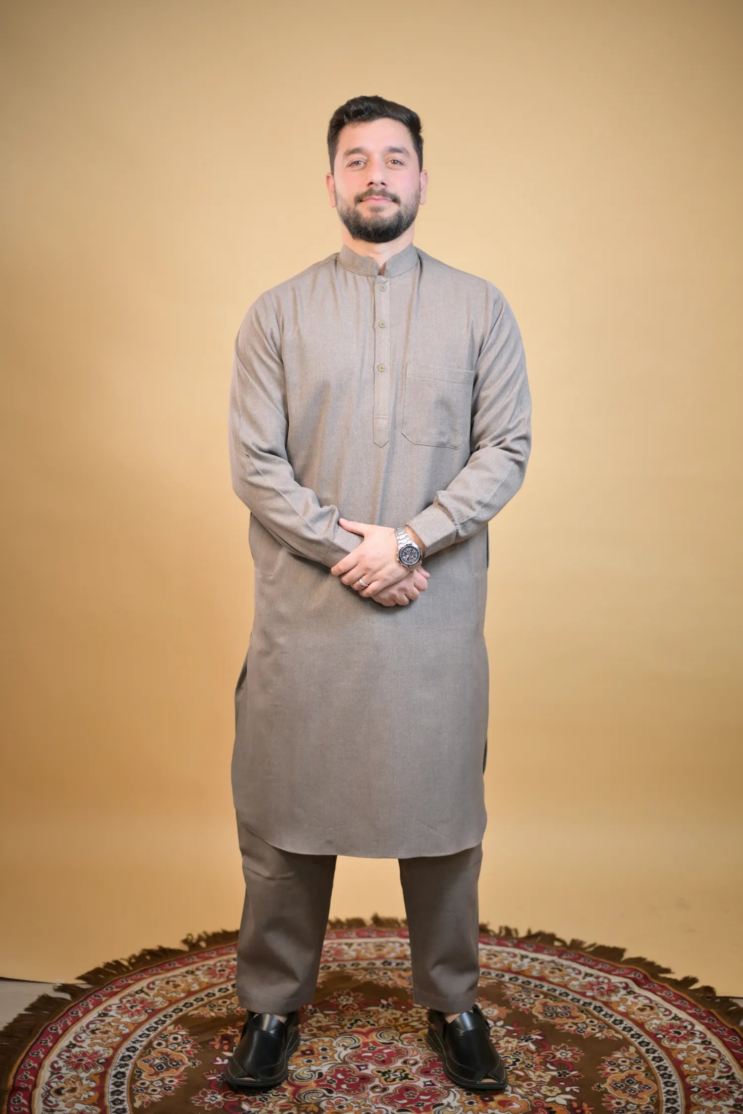 baraqah brown winter kameez shalwaar for men 